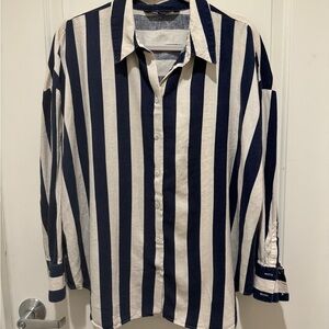 Zara Shirt with Navy and White Stripes